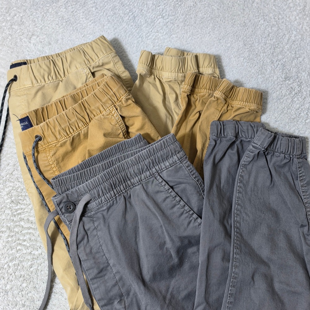3 pack! American Eagle Joggers Mens Sm Tan Grey Stretch 30x26 Next Level Flex